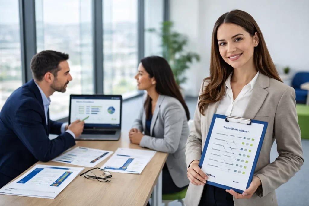 evaluación de competencias laborales analizando habilidades profesionales y desempeño de candidatos en empresa