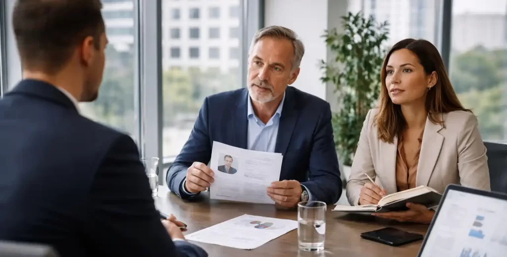 Entrevista ejecutiva realizada por consultores de headhunting durante un proceso de executive search en Chile.