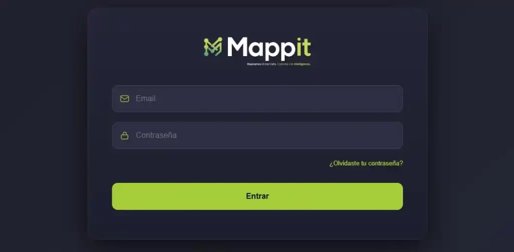 Pantalla de login de la plataforma de seguimiento de procesos de reclutamiento de Mappit Talent.
