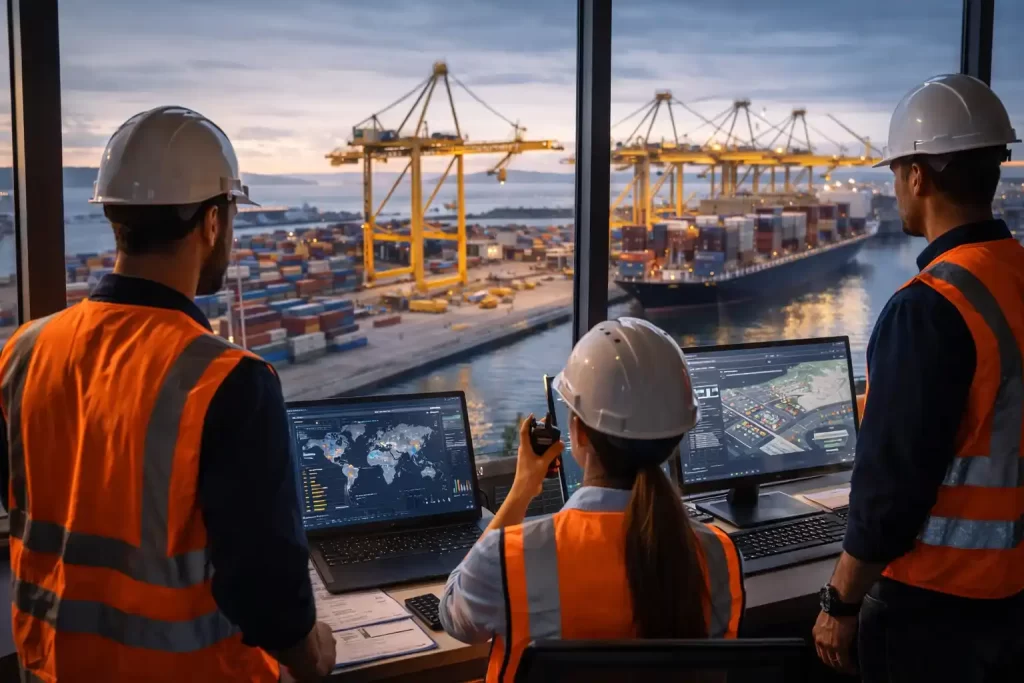 Operaciones portuarias y planificación logística de carga en terminal marítimo durante proceso de reclutamiento supply chain